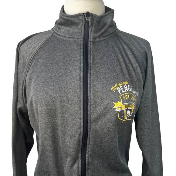 Pittsburgh Penguins Hockey Full Zip Jacket Womens Small Gray NHL Fleece Lined - Picture 3 of 8